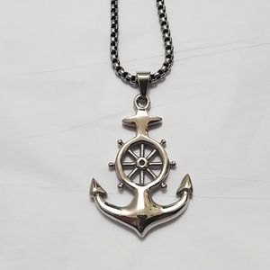 Stainless Steel Anchor Pendant and Necklace